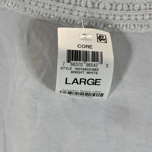 Karen Scott Women's Bright White Crochet-Trim Boat-Neck Short-Sleeve Top SZ L - Picture 9 of 9